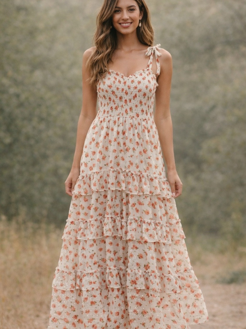 Altar’d State Floral Tie-Shoulder Maxi Dress